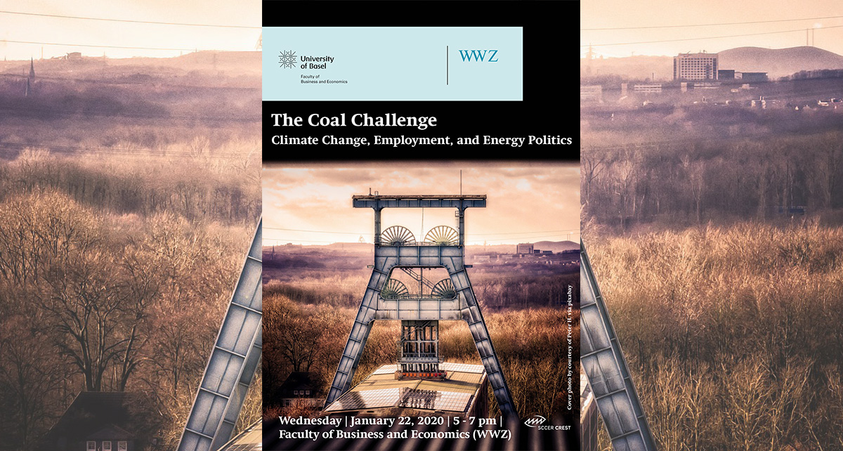 Programm der Konferenz «The Coal Challenge», Titelbild: Fotografie eines Kohlefördergerüsts
