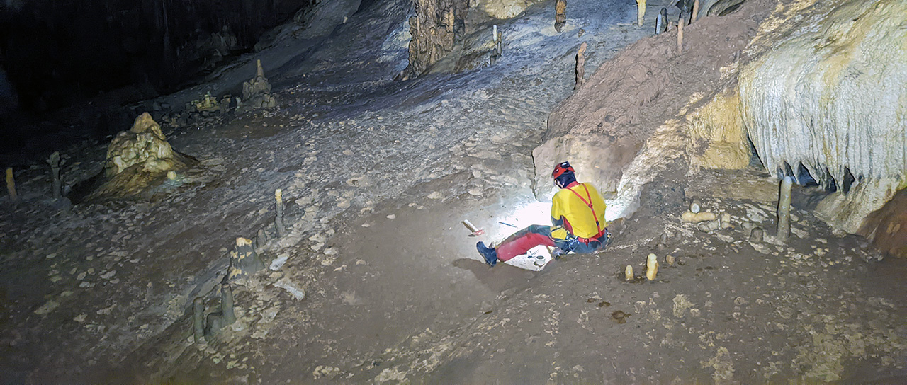 Researcher inside the Sofular Cave