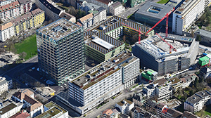 Arial view of the new Biocentre of the university of Basel