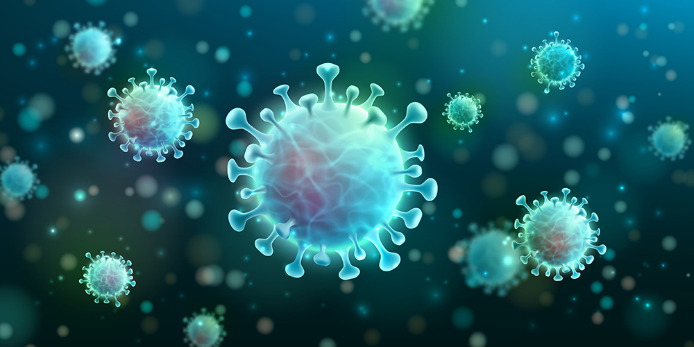 Vector of Virus and Virus background with disease cells.