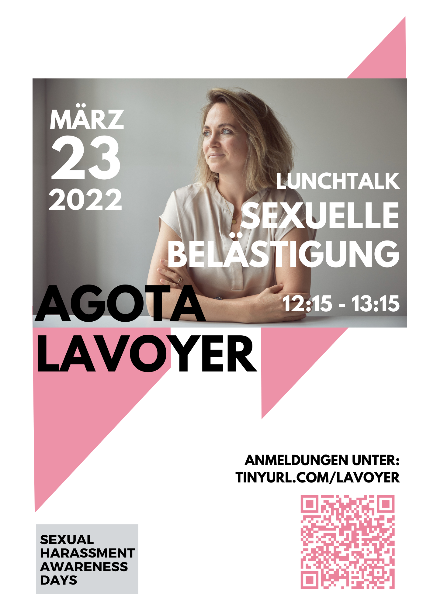 Flyer Lunchtalk: 23. März. Mit Agota Lavoyer.