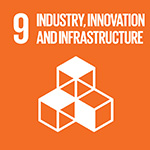 Sustainable Development Goals Icon welches für das neunte Ziel steht: Industrie, Innovationen und Infrastruktur