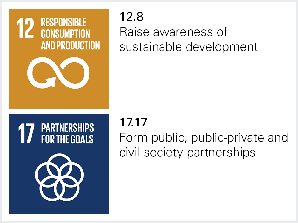 Sustainable Development Goal 12.8 and 17.17