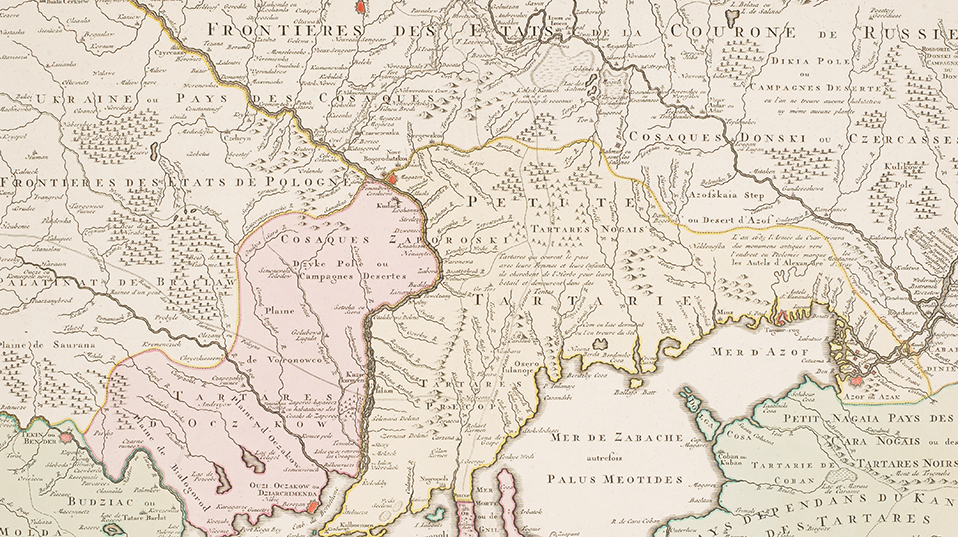 Undatierte Karte aus dem 18. Jahrhundert Die in Amsterdam gedruckte Karte zeigt den Schauplatz der Russisch- Türkischen Kriege, in deren Verlauf Russland die Halbinsel Krim eroberte und einen Zugang zum Schwarzen Meer gewann. (Bild: Universitätsbibliothek Bern)
