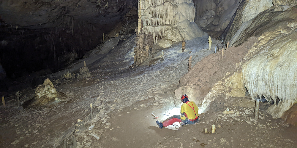 Researcher inside the Sofular Cave