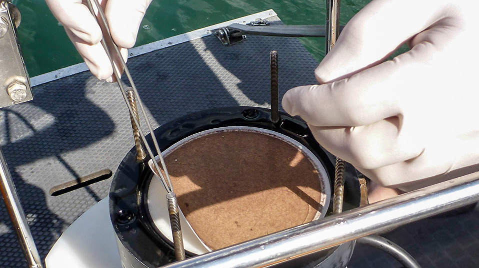 Mit Glasfaser-Filtern werden Bakterien und andere Partikel aus dem Seewasser aufgefangen, die anschliessend im Labor untersucht werden. (Bild: Universität Basel, Departement Umweltwissenschaften)