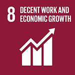 Sustainable Development Goals Icon welches für das achte Ziel steht: Menschenwürdige Arbeit und Wirtschaftswachstum