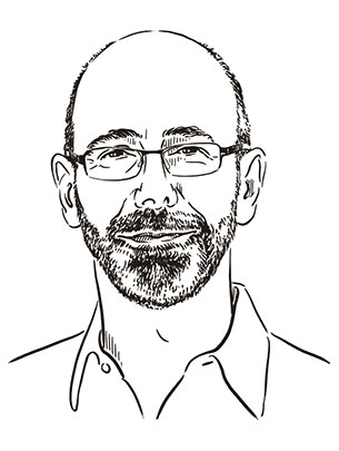 Illustrated portrait of Prof. Dr. Jörg Rieskamp. (Illustration: Studio Nippoldt)