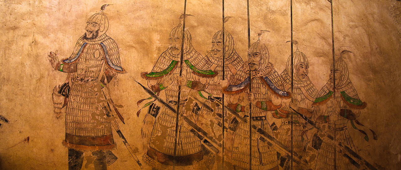 Fresco from the Tang dynasty depicts warriors