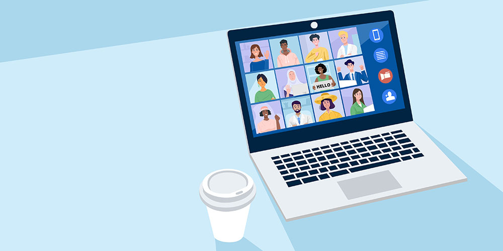 People having video conference with their colleagues at home. (Illustration: rexandpan/Adobe Stock)