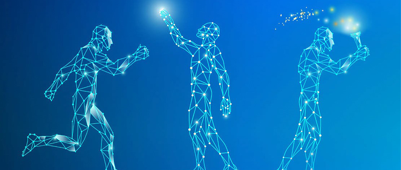 Human shapes in different movements.