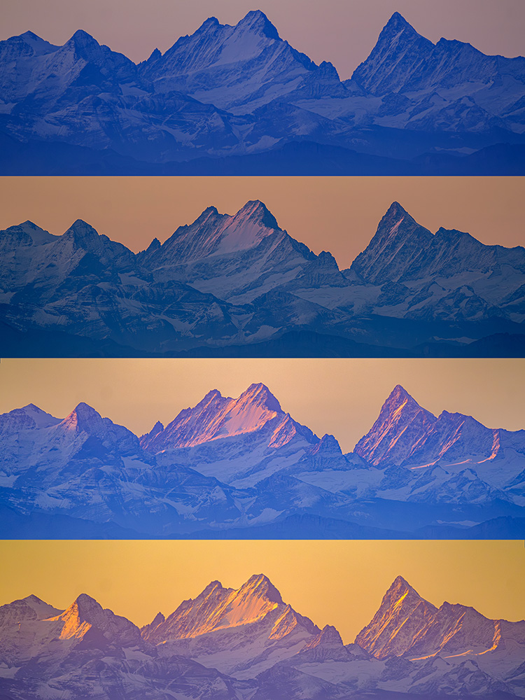 Mountains in various light conditions Mountains in various light conditions