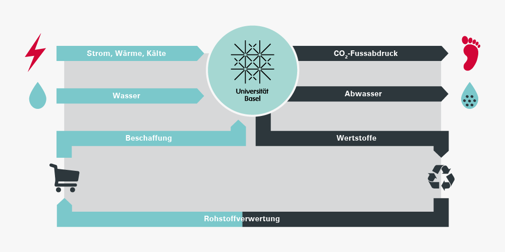 Diagramm des Ressourcenverbrauchs Universität Basel