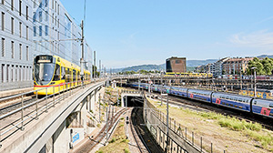 Öffentlicher Verkehr nahe der Universität Basel, Juristische Fakultät WWZ