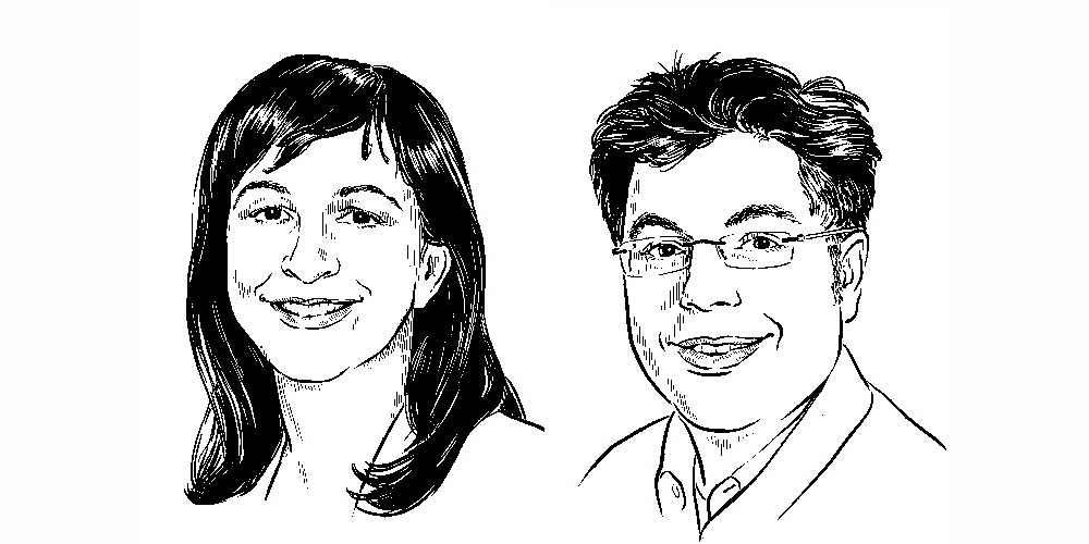 drawing of Athina Papadopoulou and Marcus D'Souza drawing of Athina Papadopoulou and Marcus D'Souza
