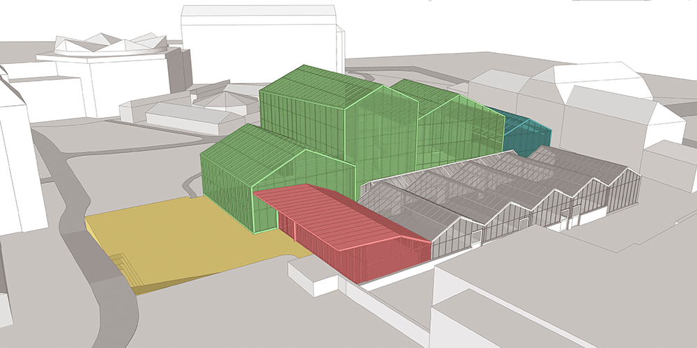 Geplantes Tropenhaus 3D Architektur Schemazeichnung 