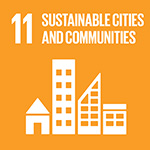 Sustainable Development Goals Icon welches für das elfte Ziel steht: Nachhaltige Städte und Gemeinden