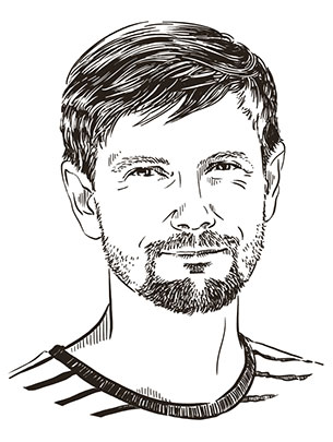 Illustrated portrait of Prof. Dr. Sebastian Gluth. (Illustration: Studio Nippoldt)