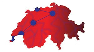 Map of Switzerland with network