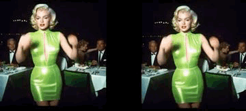 Animiertes GIF, das eine KI-generierte Transformation von Marilyn Monroe zu einer männlich dargestellten Version ihrer selbst zeigt. Animiertes GIF, das eine KI-generierte Transformation von Marilyn Monroe zu einer männlich dargestellten Version ihrer selbst zeigt.