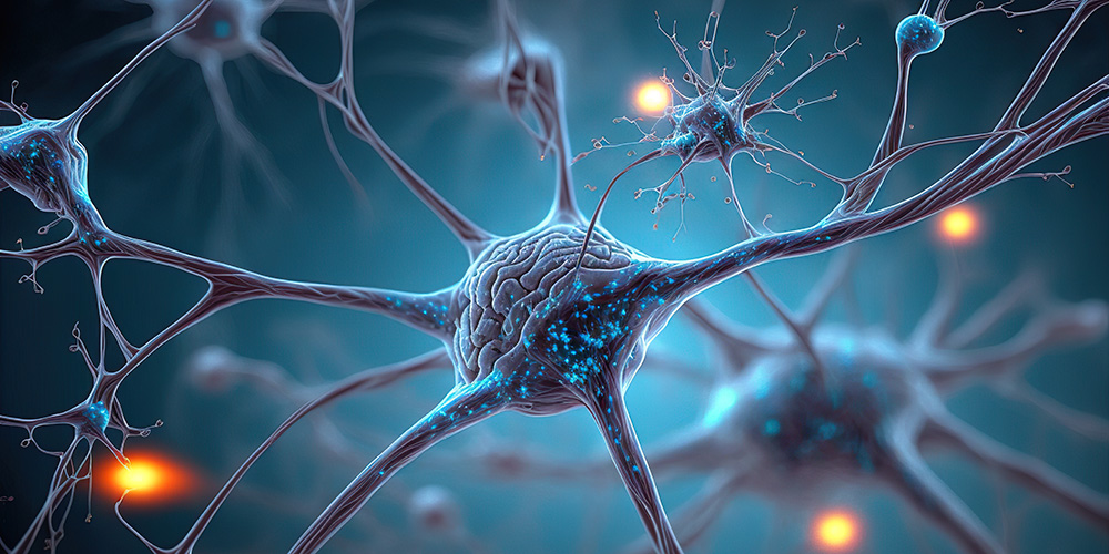 Gehirnzellen und Neuronen, 3-D-Illustration