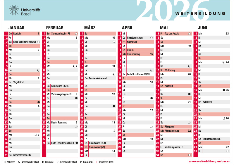 Universität Basel, Weiterbildung, Kalender 2026