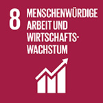 Sustainable Development Goals Icon welches für das achte Ziel steht: Menschenwürdige Arbeit und Wirtschaftswachstum