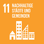 Sustainable Development Goals Icon welches für das elfte Ziel steht: Nachhaltige Städte und Gemeinden