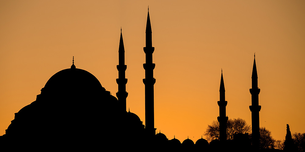 Suleymaniye-Moschee Istanbul im Gegenlicht. 
