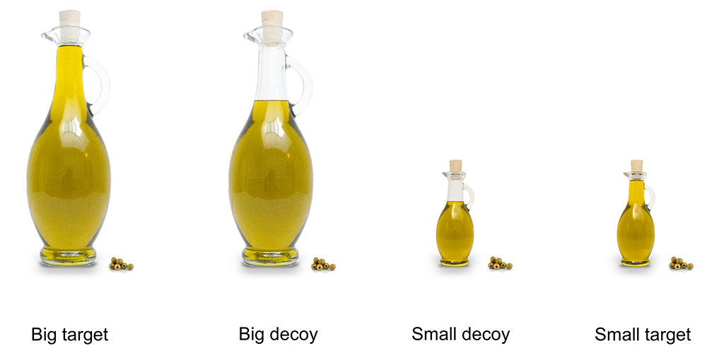 Olivenölflaschen verschiedener Grössen und Füllmengen
