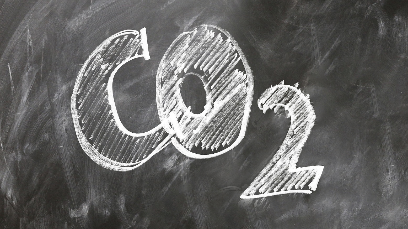 CO2 with chalk written on black board